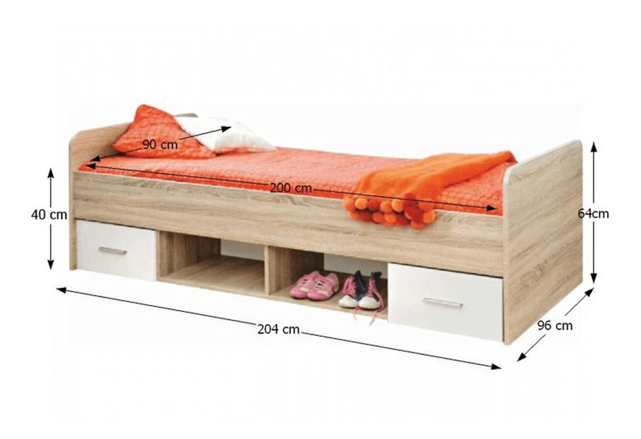 Jednostruki krevet 90 cm Ericus Tip 04 Bijela 