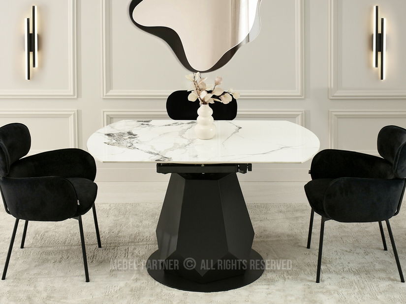 Masă sufragerie Zapatista (marmură + negru)