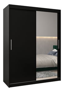 Šatníková skriňa 150 cm Toki 2 (Čierna matná + Čierna matná)