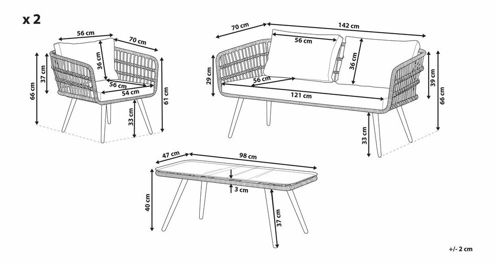 Záhradný set FELBE (béžová + grafit) (pre 4 osoby)