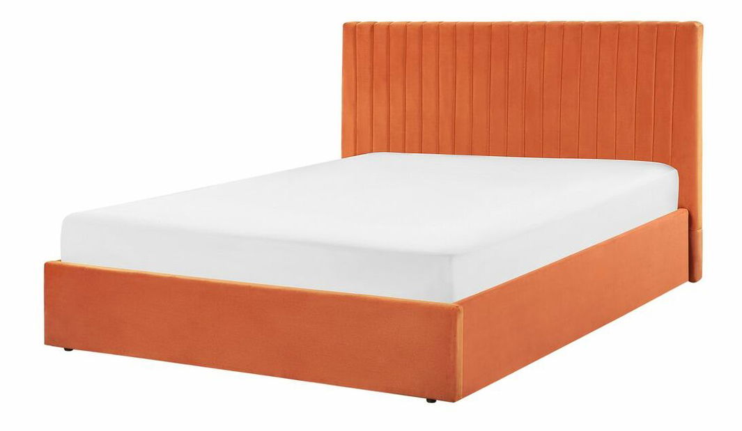 Manželská posteľ 160 cm Vakarine (oranžová) (s roštom a úložným priestorom)