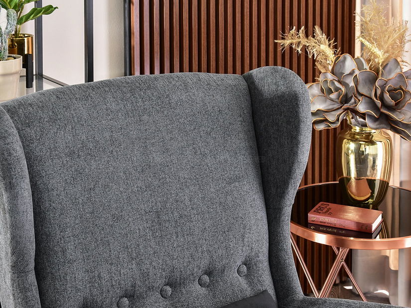 Kreslo ušiak Margis (grafitová + biela)