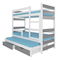Emeletes gyerekágy  180x75 cm Karin (ágyráccsal és matraccal) (fehér + szürke)
