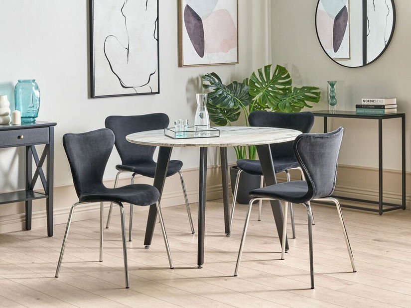 Set 2 ks jedálenských stoličiek Baylor (čierna + strieborná)