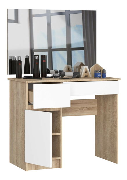 Fésülködőasztal Parijat (szonoma tölgy + fehér) (tükörrel) (B)