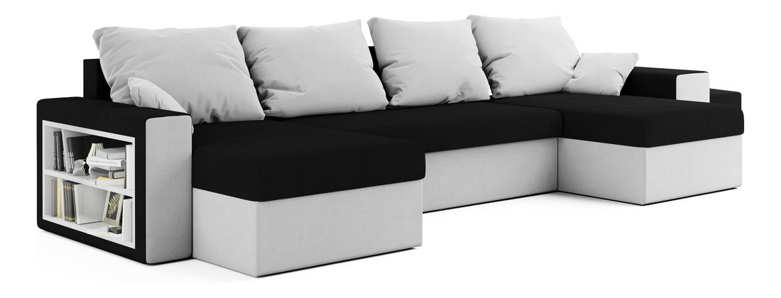 Rohová sedacia súprava Baltimore (čierna + biela)