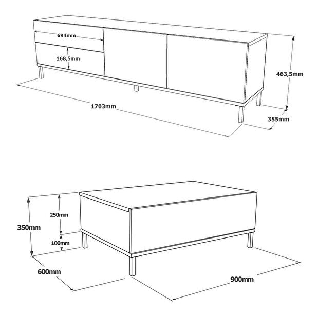 Set mobilier living Levoretta 35 (gri + negru)