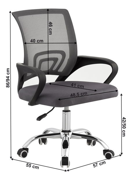 Irodai fotel Declan (szürke + fekete)