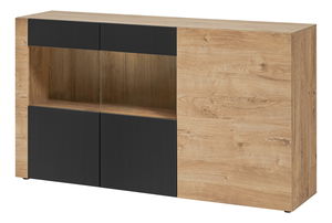 Vitrína Aruno AR SB (dub ribbeck + čierna) (s osvetlením)