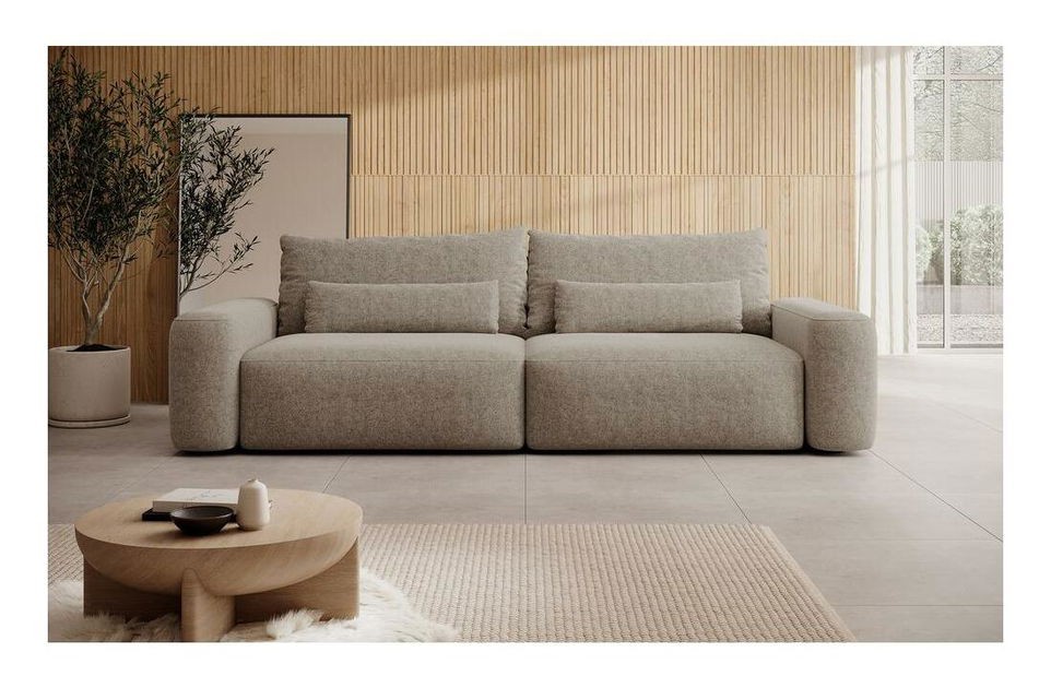 Háromszemélyes kanapé Carlito 3 (világos bézs + fekete)