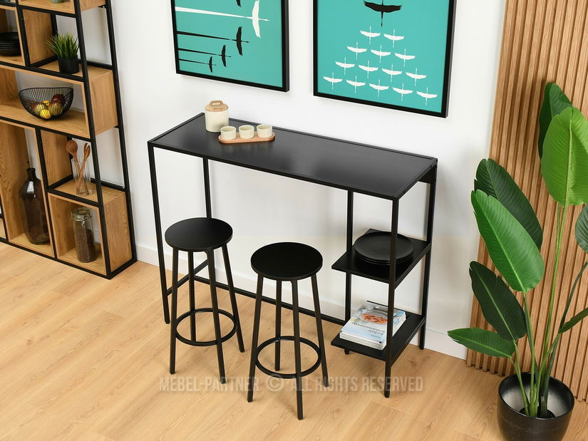 Barový set Everet (čierne drevo + čierna) (pre 2 osoby)