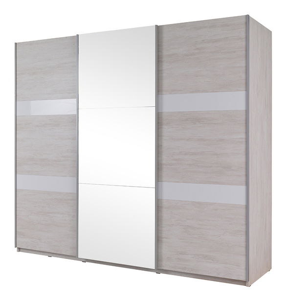 Dulap de haine Desayuno DSZ250 (Stejar alb + alb lucios)