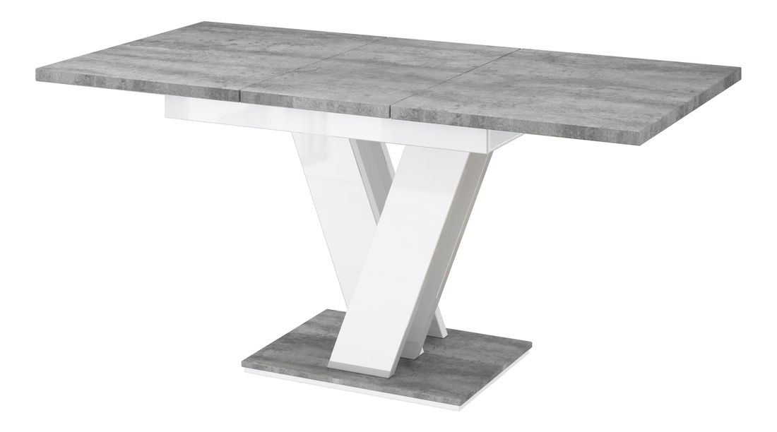 Masă de sufragerie Mabea (piatră + alb lucios) (pentru 4 până la 6 persoane)