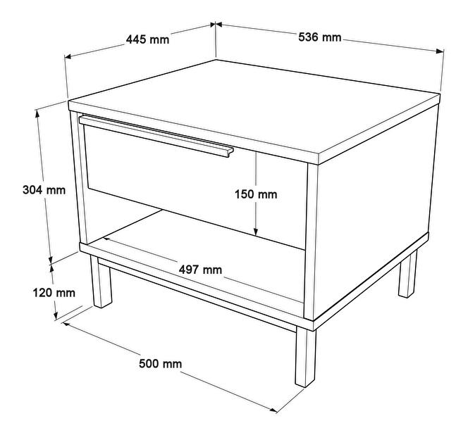 Pat de o persoană cu noptieră 90 cm Onnie 12 (Alb) 