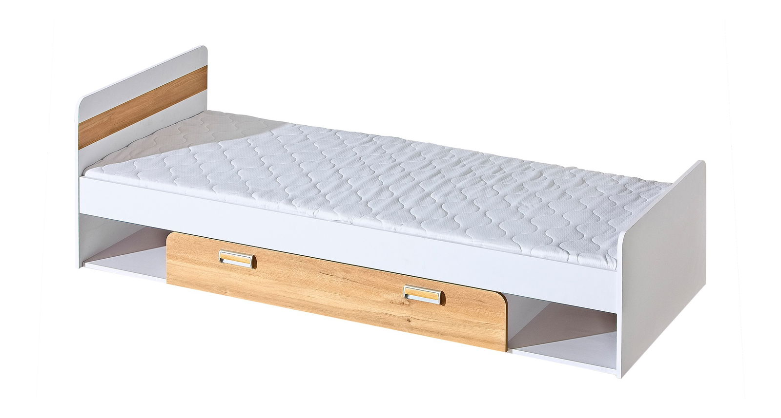 Jednolôžková posteľ 80 cm Lavendon L13 (s roštom) (dub nash + lesk biely)