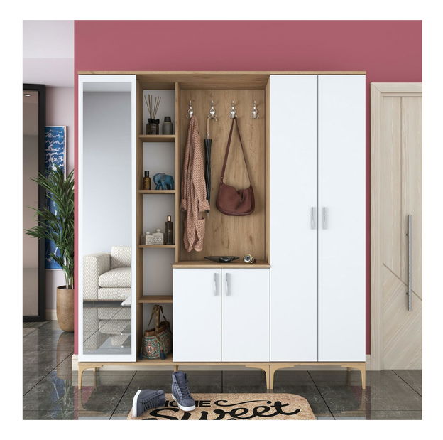 Predsoblje Emily 29 (s ogledalom) (orah + bijela)