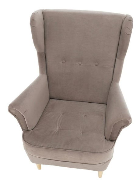 Kreslo ušiak Romino (sivá + buk) 