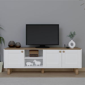 TV skrinka Bohema (dub záhradný + biela)