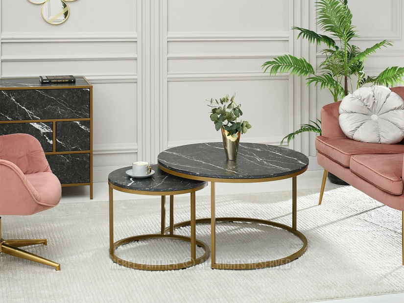 Dohányzóasztal Klara (fekete márvány + arany)