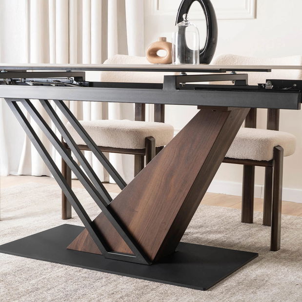 Rozkladací jedálenský stôl Rixy (biela + orech) (pre 6-8 osôb)