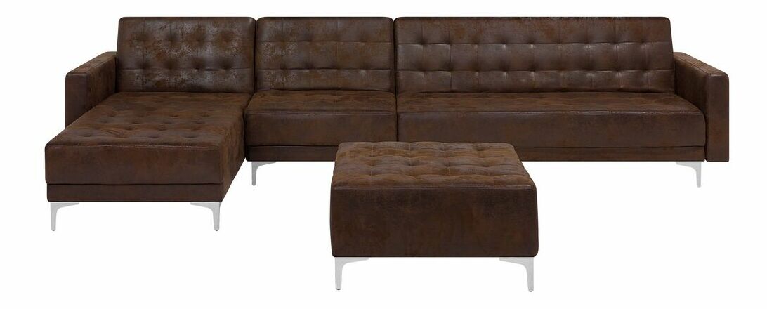 Rohová sedačka Aberlady 3 (hnedá) (s taburetkou) (L)