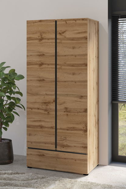 Ruhásszekrény Crossroad S18 (wotan tölgy + fekete)