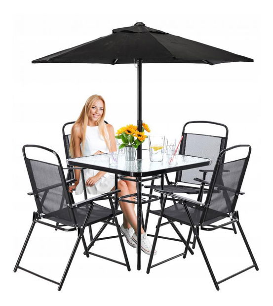 Kerti szett napernyővel Tenn (fekete)