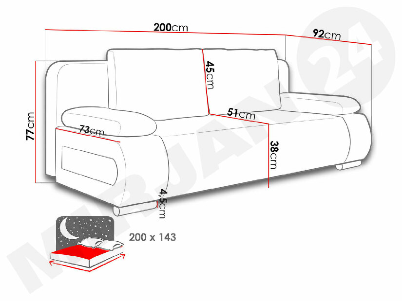 Pohovka Erlissa (malé vankúše Manila 18) (veľké vankúše Manila 31)