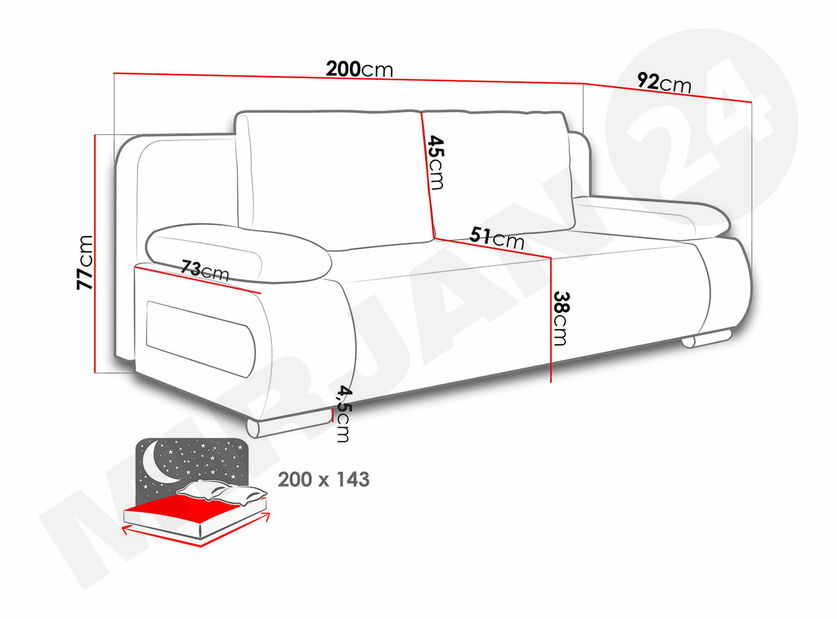 Sofa Erlissa (mali jastuci Manila 18) (veliki jastuci Manila 31)