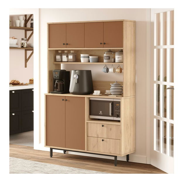 Dulap cu rafturi Rebutia 5 (stejar + cărămiziu)