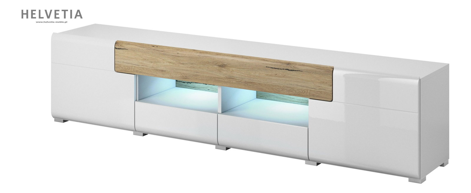 TV stolík Tamie Typ 40 (lesklá biela + dub sanremo)