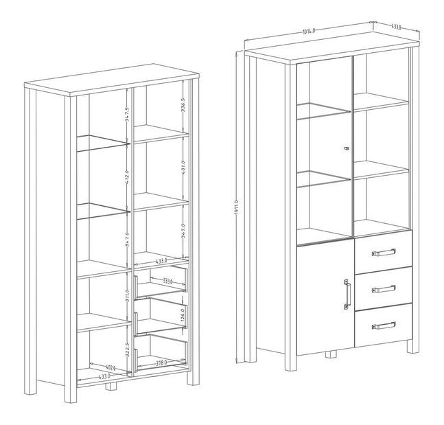 Vitrin Oralee Typ 13 (luc + fekete matt)