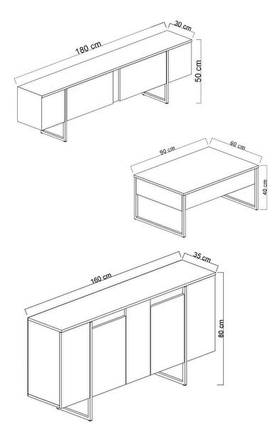 Nappali fal Luna set (fehér + ezüst) 