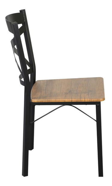 Set mobilier sufragerie Hungria (stejar închis + negru) (pentru 4 persoane)