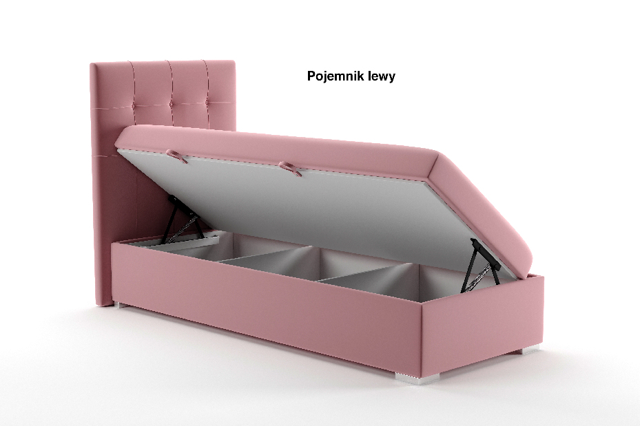 Jednolôžková posteľ Boxspring 90 cm Denny (s úložným priestorom) (ružová)