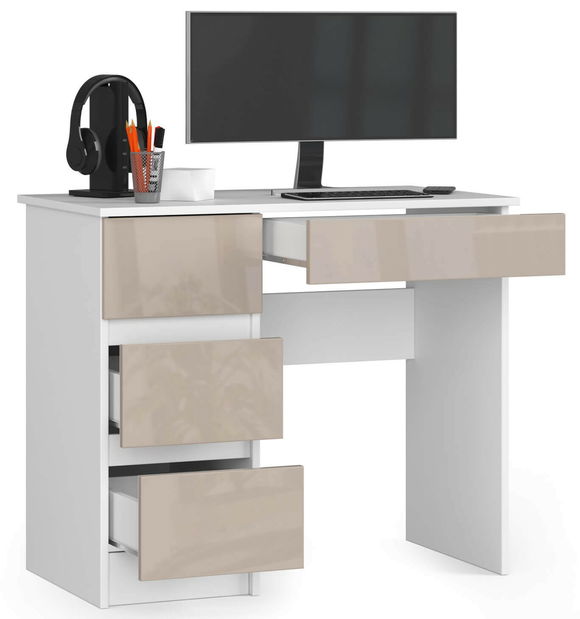 PC stolík Benicio II (biela + cappuccino lesk) (L)