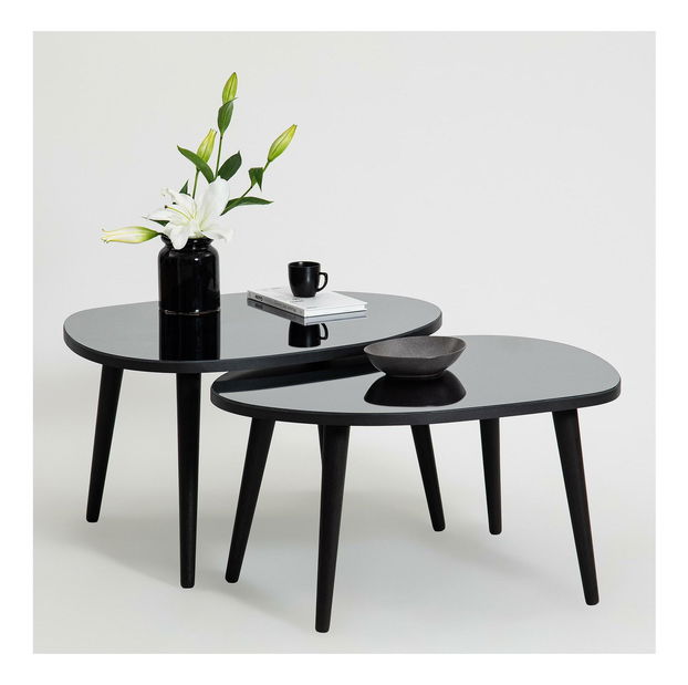 Set 2 buc măsuțe de cafea Gustavo (Negru + Gri)