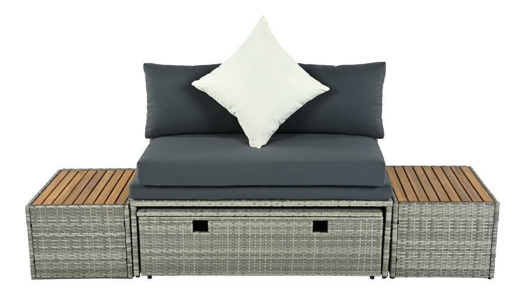 Kerti rattan szett Debora (szürke + natúr + krém)