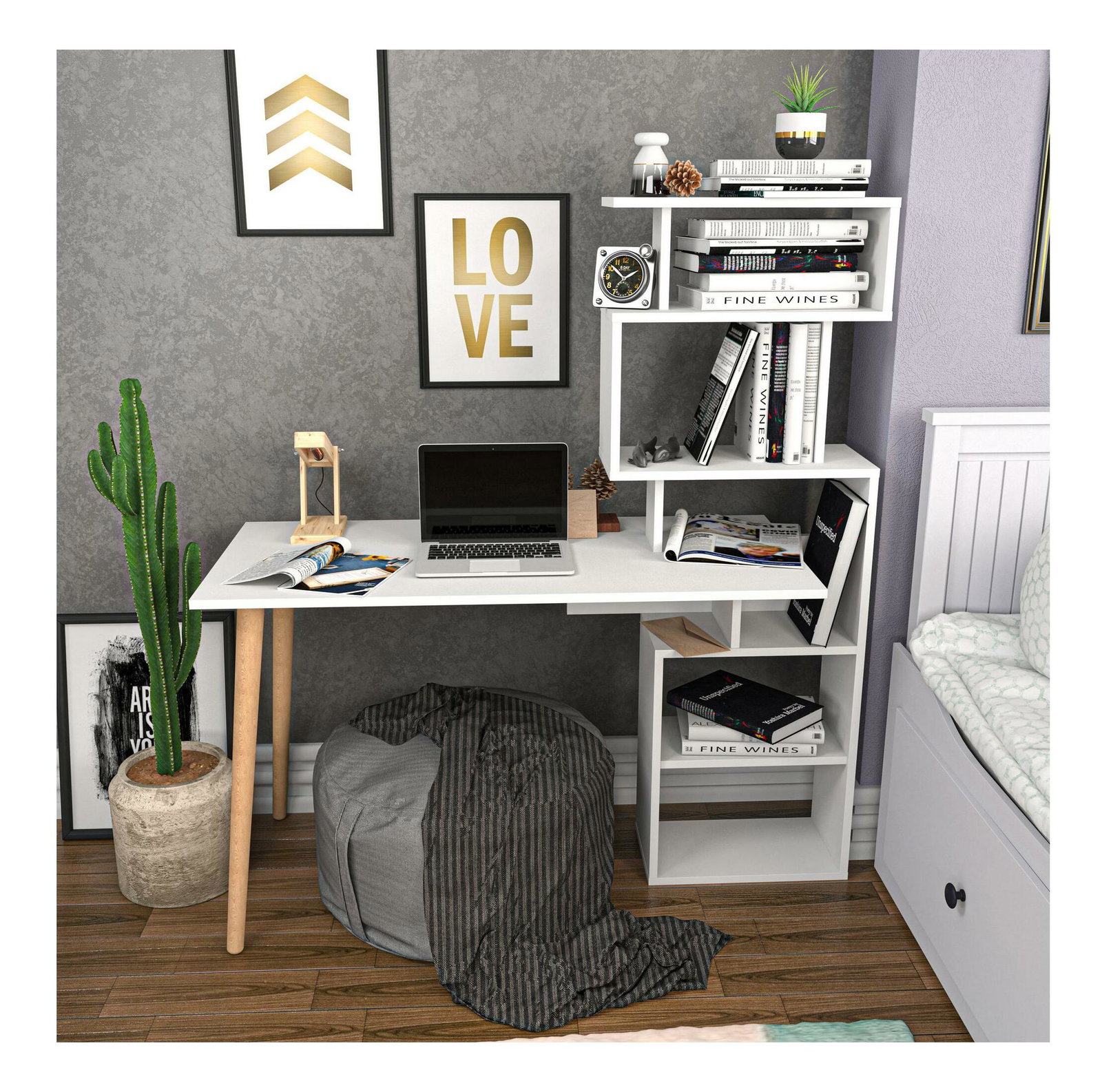 PC asztal Veratum (fehér) 