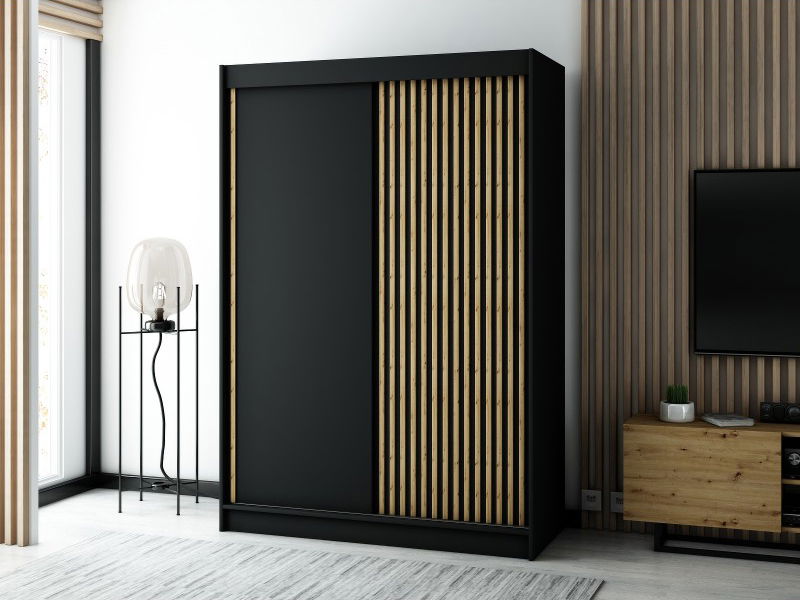 Šatníková skriňa 150 cm Ladonna (čierna matná)