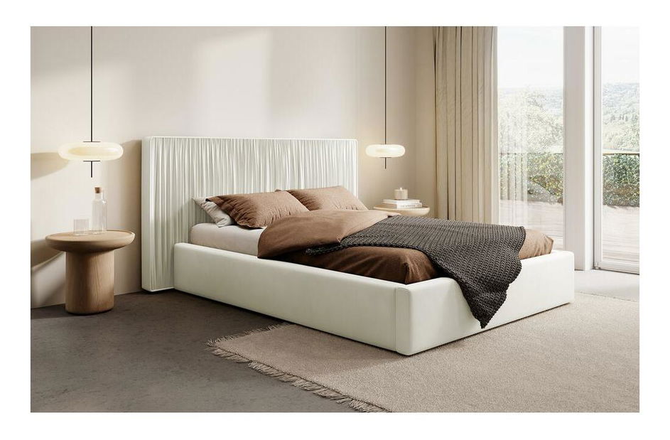 Franciaágy 140 cm Thala 140 (ágyráccsal) (tárolóhellyel) (krém + fekete)