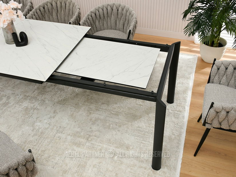 Masă de sufragerie Tornado (marmură albă + negru)