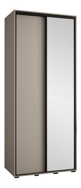 Dulap de haine cu uși culisante Foktra 3 120 (Cașmir + Negru) (cu oglindă)