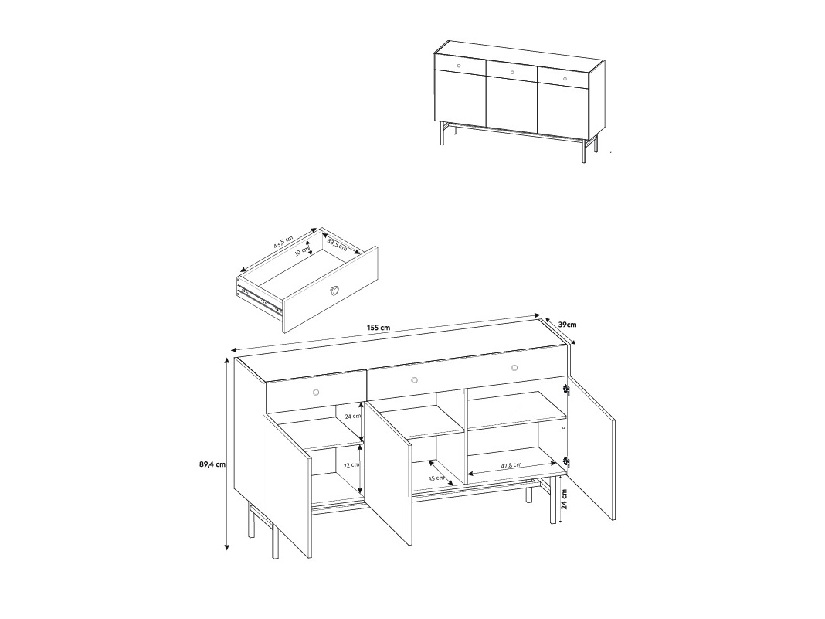 Komoda Desanta 3D3SZ (bež + crna)