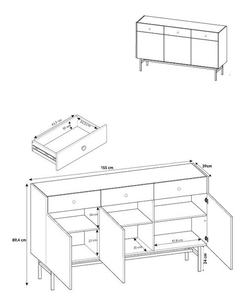 Comodă Desanta 3D3SZ (negru)