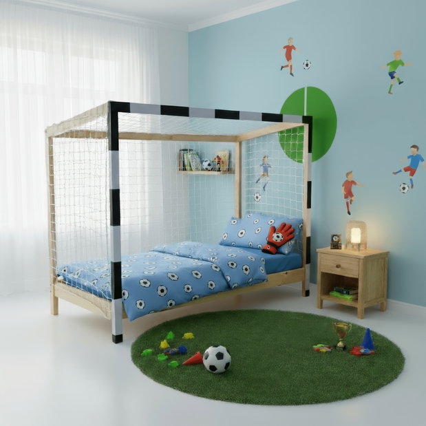 Dječji krevet na kat 90 cm Facilmente (prirodna + bijela + crna) (s podnicom)