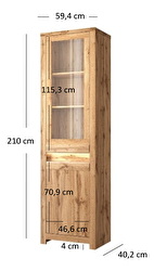 Vitrină Chase 1D1W (Stejar wotan)