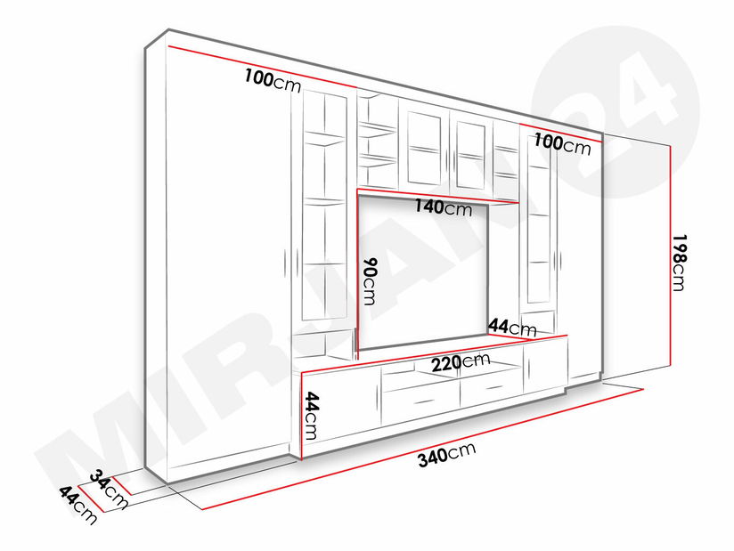 Set za dnevni boravak Merasoja (hrast sonoma) (s LED rasvjetom)