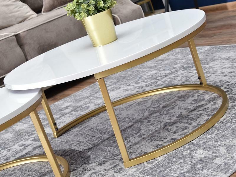 Dohányzóasztal Kolja Zest Xl (fehér + arany)