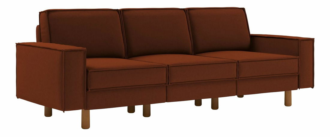 Pohovka trojsedačka Spary E (tehlová + orech)